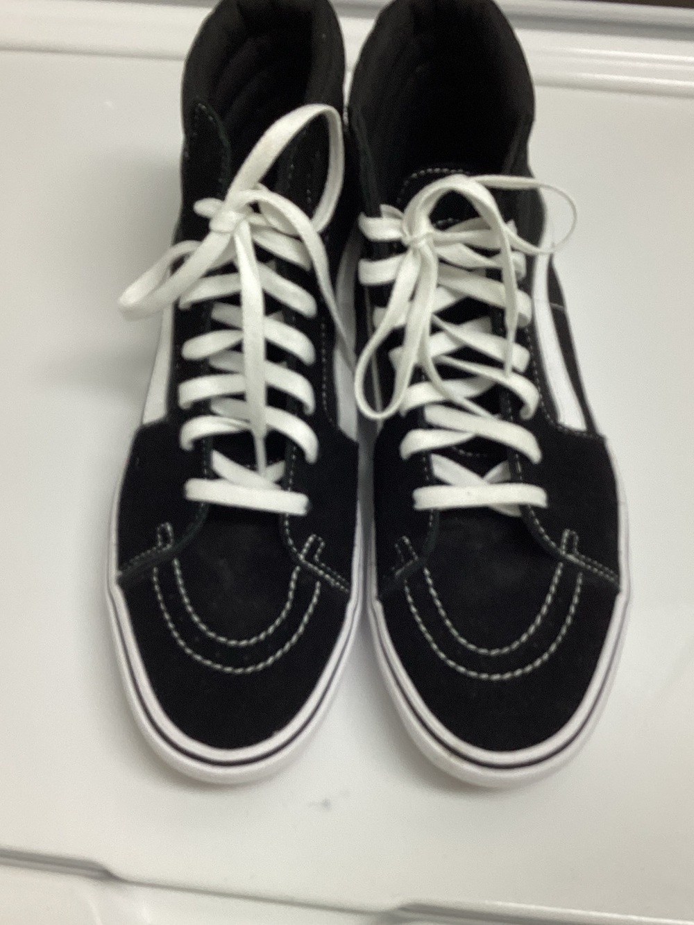 Vans Black and White Sk8-Hi Suede High-Top Sneakers